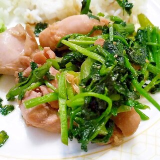 鶏肉と青菜のマヨネーズ炒め